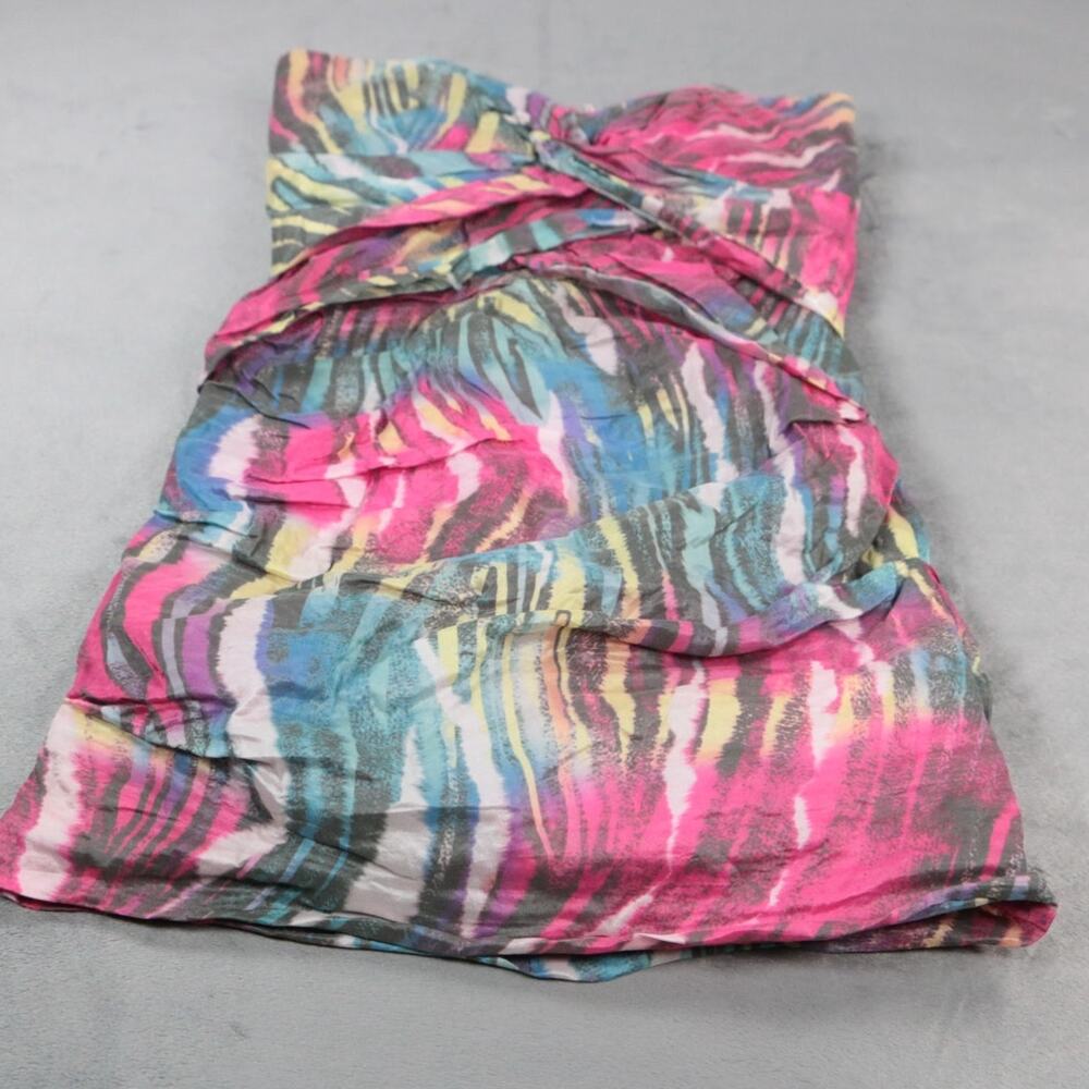 Nicole Miller Strapless Mini Dress Womens 2 Multicolor Ruched Party Cocktail